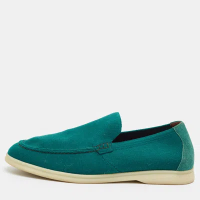 Pre-owned Loro Piana Summer Charms Walk Size 41 Green Fabric And Suede Loafers