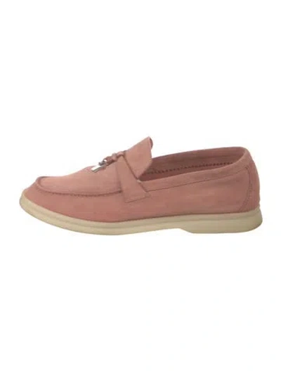 Pre-owned Loro Piana Summer Charms Walk Suede Loafers In Pink