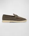 Loro Piana Summer Charms Walk Suede Loafers In White