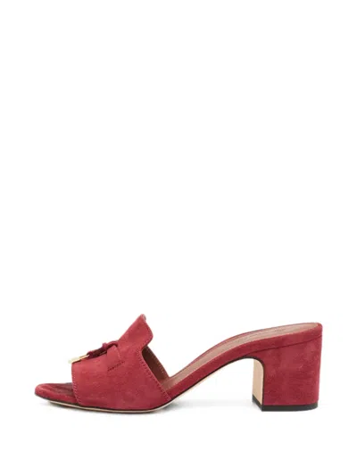 Pre-owned Loro Piana Summer Charms Walk Suede Sandals In Red