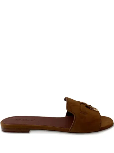 Loro Piana Summer Suede Sandals In Brown