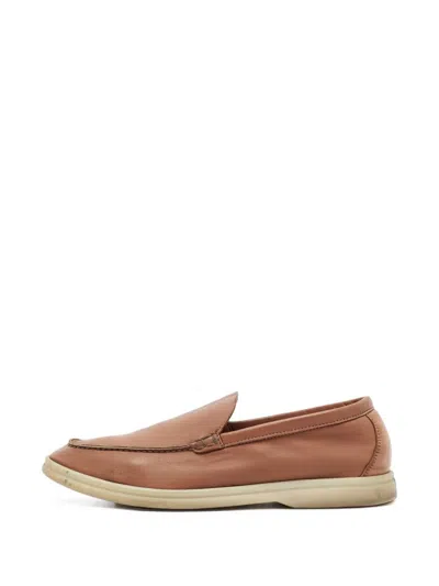 Pre-owned Loro Piana Summer Walk Leather Loafers In Brown