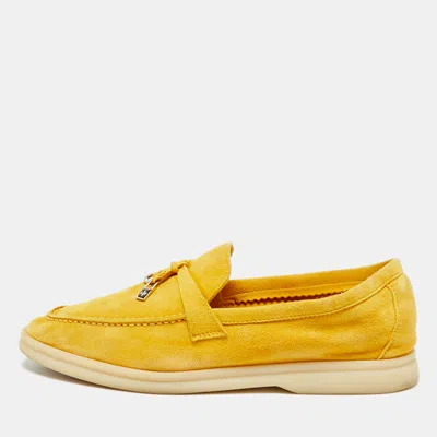 Pre-owned Loro Piana Summer Walk Size 37 Yellow Suede Loafers