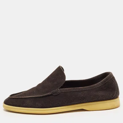 Pre-owned Loro Piana Summer Walk Size 41 Black Suede Loafers