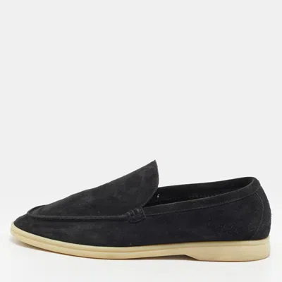 Pre-owned Loro Piana Summer Walk Size 42 Black Suede Loafers