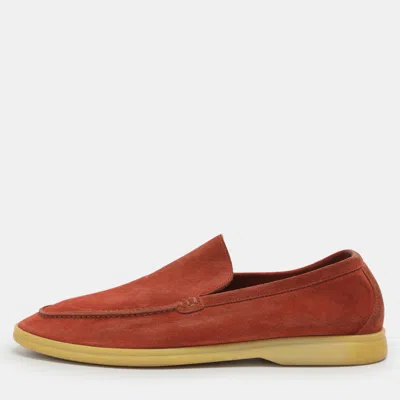 Pre-owned Loro Piana Summer Walk Size 43.5 Red Suede Loafers