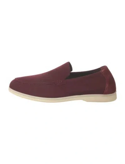 Pre-owned Loro Piana Summer Walk Suede Drivers In Burgundy