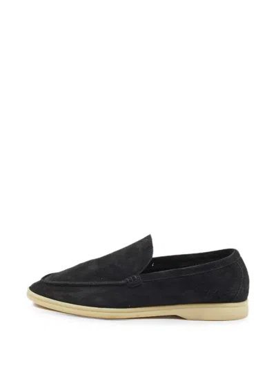 Pre-owned Loro Piana Summer Walk Suede Loafers In Black