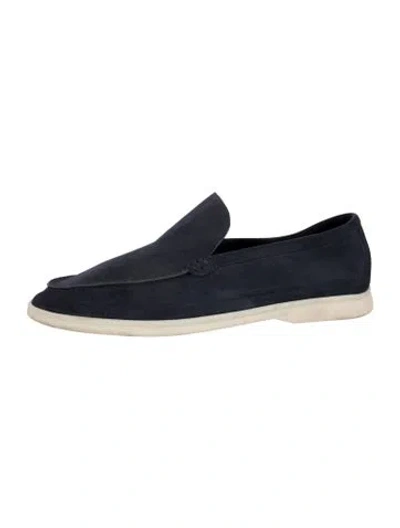 Pre-owned Loro Piana Summer Walk Suede Loafers In Blue