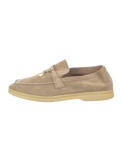 Pre-owned Loro Piana Summer Walk Suede Loafers In Neutrals