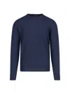 Loro Piana Ribbed Crewneck Sweater With Long Sleeves In Blue