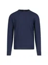 Loro Piana Ribbed Crewneck Sweater With Long Sleeves In Blue