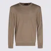 Loro Piana Ribbed Crewneck Sweater With Long Sleeves In Brown