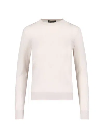 Loro Piana Crewneck Knitwear With Ribbed Cuffs And Hem In Multi