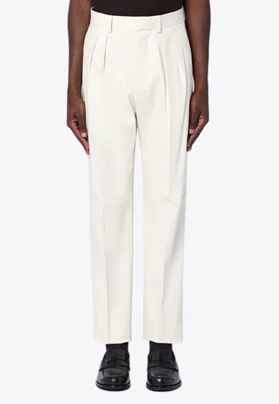 Loro Piana Tailored Pants With Front Pleats In White