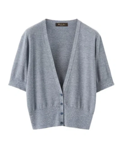 Loro Piana Tartana Cardigan In Gray