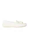 Loro Piana Leather Tassel Moccasin Driver Loafers In White