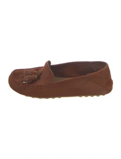 Pre-owned Loro Piana Tassel Moccasin Loafers Suede Loafers In Brown