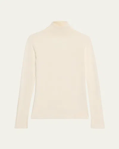Loro Piana Taupo Ribbed Wool Turtleneck In 1000 White
