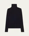 Loro Piana Taupo Ribbed Wool Turtleneck In Blue Navy