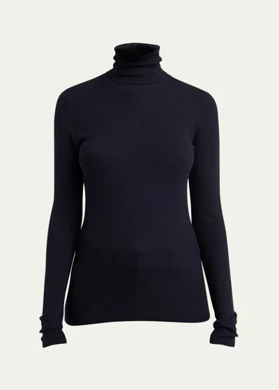 Loro Piana Taupo Ribbed Wool Turtleneck In H0rw Auburn Blaze