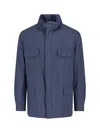 Loro Piana Traveller Windmate Storm System Shell Hooded Field Jacket In Blue