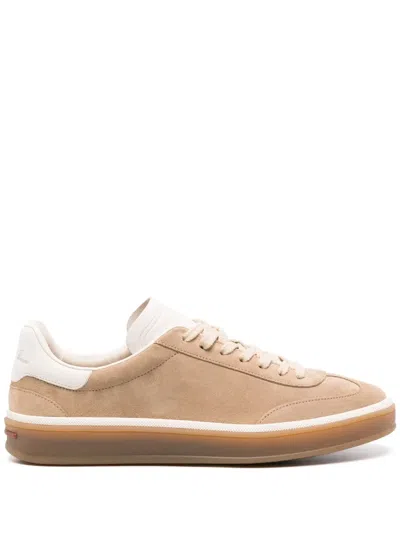 Loro Piana Tennis Lace-up Suede Sneakers In Neutrals