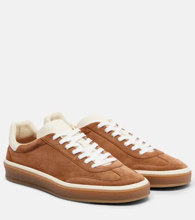 Loro Piana Tennis Suede Sneakers In Brown