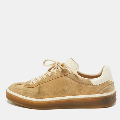 Pre-owned Loro Piana Tennis Walk Size 40 Beige/cream Suede Low Top Sneakers In Sand