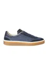 Loro Piana Tennis Walk Suede-trimmed Denim Sneakers In Multicolor