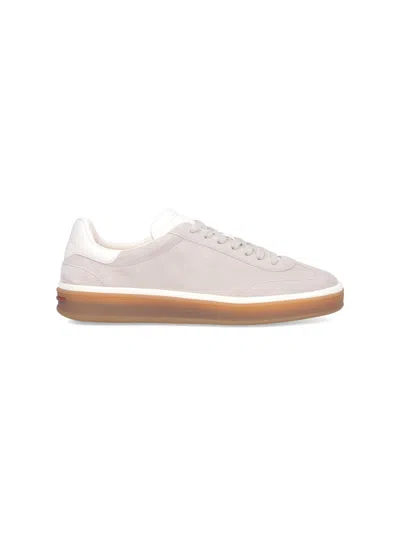 Loro Piana Tennis Walk Suede Trainers In A760 Powder Pearl