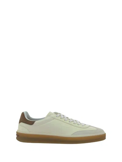 Loro Piana Tennis Walk Leather Sneakers In White