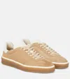 Loro Piana Mixed Leather Low-top Tennis Sneakers In Beige