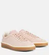 Loro Piana Mixed Leather Low-top Tennis Sneakers In Pink