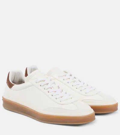Loro Piana Tennis Walk Suede-trimmed Leather Sneakers In White