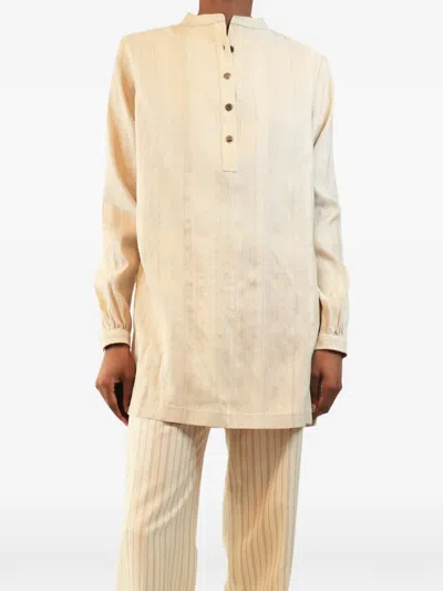Pre-owned Loro Piana Textured Tunic Top In Neutrals