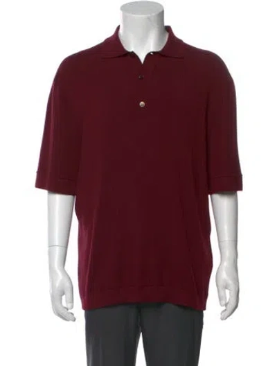 Pre-owned Loro Piana The Gift Of Kings Sakai Virgin Wool Polo Sweater In Burgundy