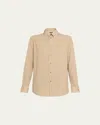 Loro Piana Thea Collar-pin Wool Button-down Shirt In Brown