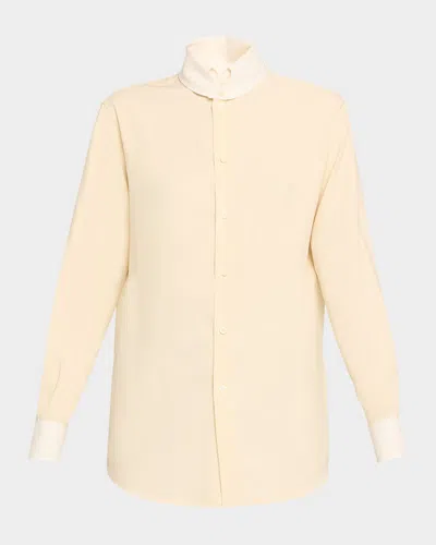 LORO PIANA THEA DYLAN-COLLAR SILK SHIRT