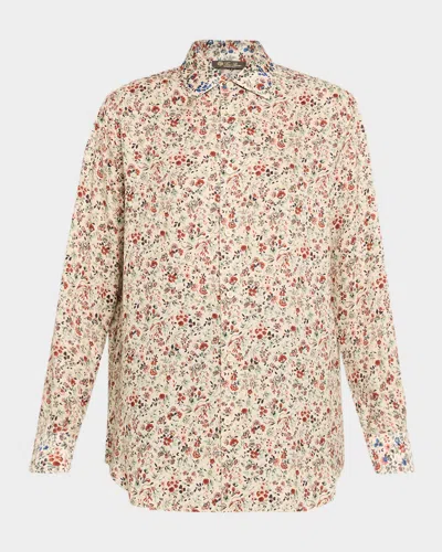 Loro Piana Thea Floral-print Silk Button-down Shirt