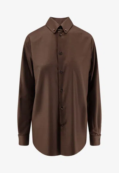 Loro Piana Thea Long-sleeved Wool Shirt In Brown