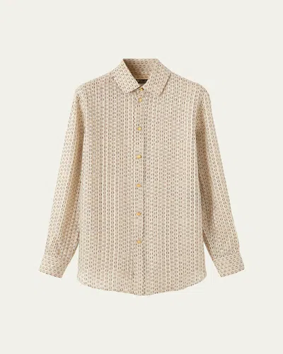 Loro Piana Thea Penny Silk Button-down Shirt In Multi