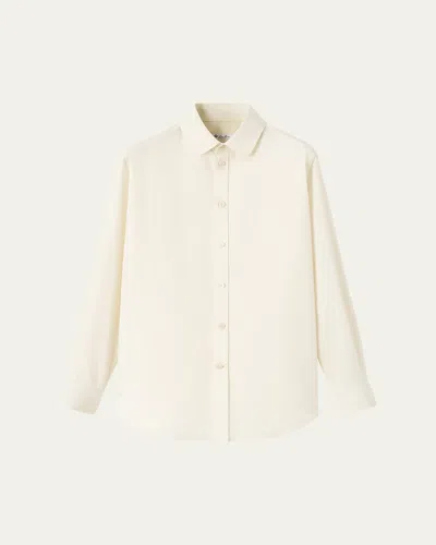 Loro Piana Thea Penny-collar Silk Button-down Shirt In Neutral