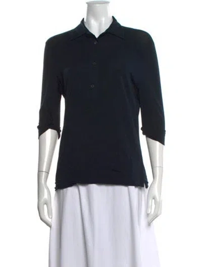 Pre-owned Loro Piana Three-quarter Sleeve Polo In Blue