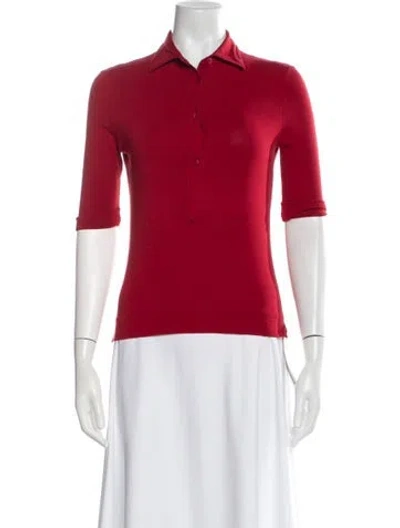 Pre-owned Loro Piana Three-quarter Sleeve Polo In Red