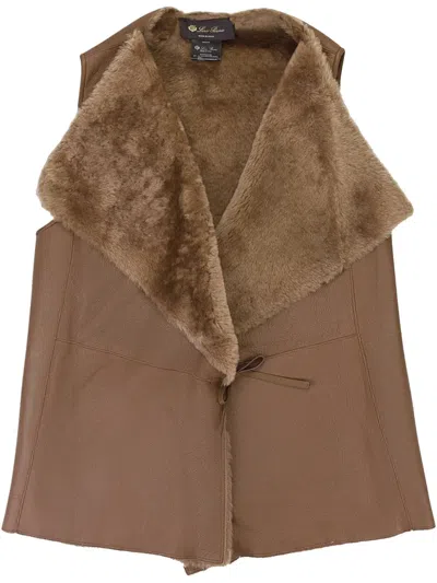 Loro Piana Tie-fastening Shearling Waistcoat In Brown