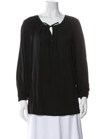 Pre-owned Loro Piana Tie Neck Long Sleeve Blouse In Black