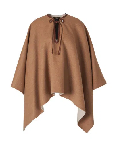 Loro Piana Tied Neck Poncho In Brown