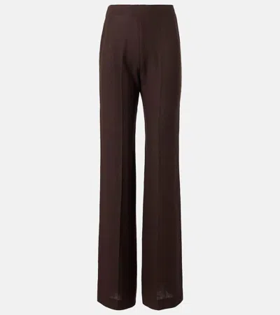 Loro Piana Timi Linen Crêpe Flared Pants In Brown