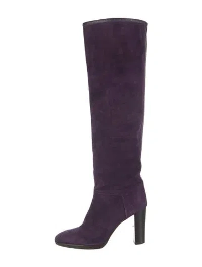 Pre-owned Loro Piana Tower Bridge Suede Boots In Purple